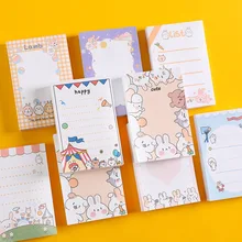

100Sheets Cute Cartoon Lovely Rabbit Memo Note Pad Student Hand Account Convenient Message Sticker Notepad Student Stationery