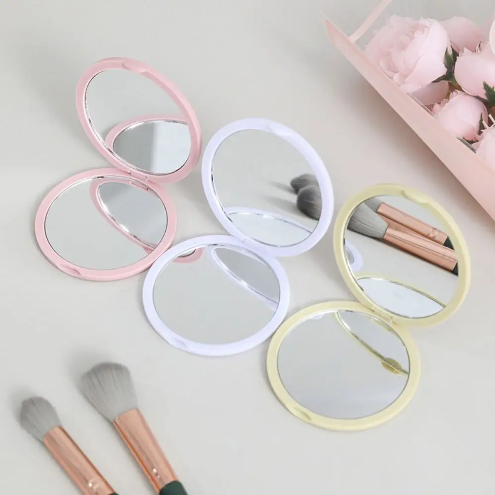 1Pc Mini Hand-Held Mirror Simple Folding Portable Pocket Mirror Plastic Cute Make-Up Mirror Student