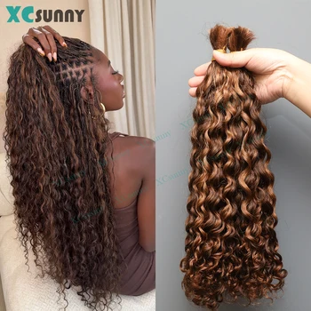 Color 4 30 Bulk Human Hair For Braiding Bulk Curly Human Hair Extensions For Boho Braids No Weft Bundles Wholesale 1