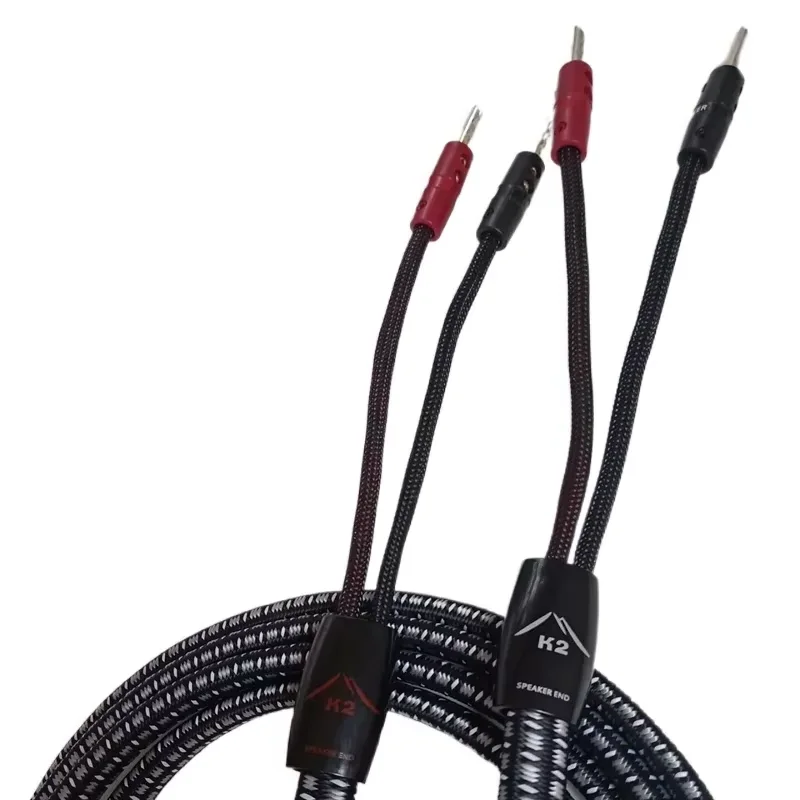 Hi-end K2 Speaker Cable 2 To 4 BiWire/Single Line HiFi Amplifier Speaker Wire Silver Sawtooth Banana Plug / U Shovel Plug