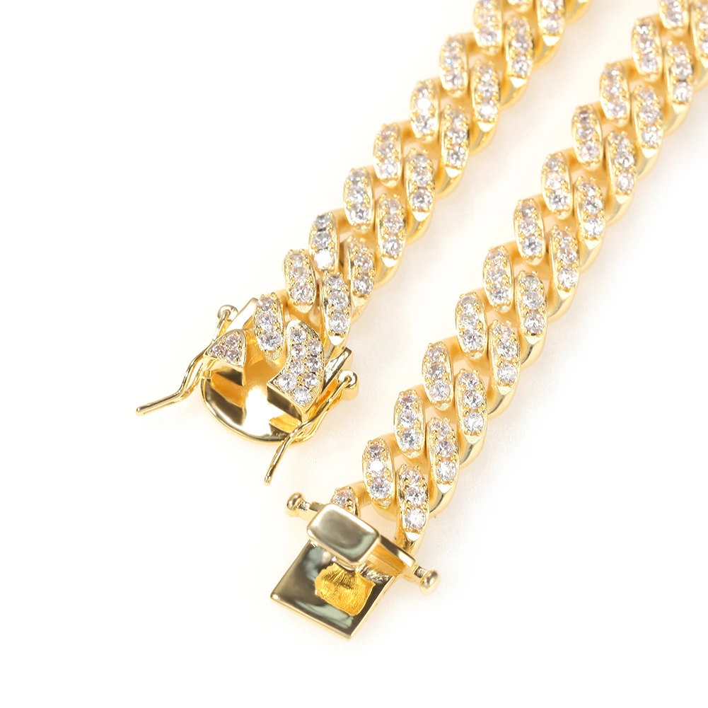 Uwin 12mm Cuban Pink Bracelet Miami Chain Fully Iced Out Bangles Pave Setting AAA+ CZ Luxury Women Accessories