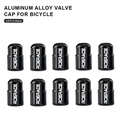 Aluminum Alloy Bicycle Tire Valve Cap - CNC Machined Dustproof Nozzle Cover (Black 10pcs)