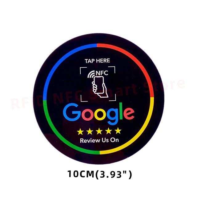 NFC Table Sticker Diameter 10CM Google Reviews NFC Sticker NFC 213 13.56MHz Programmable Acrylicl with Self-adhesive Backing 3