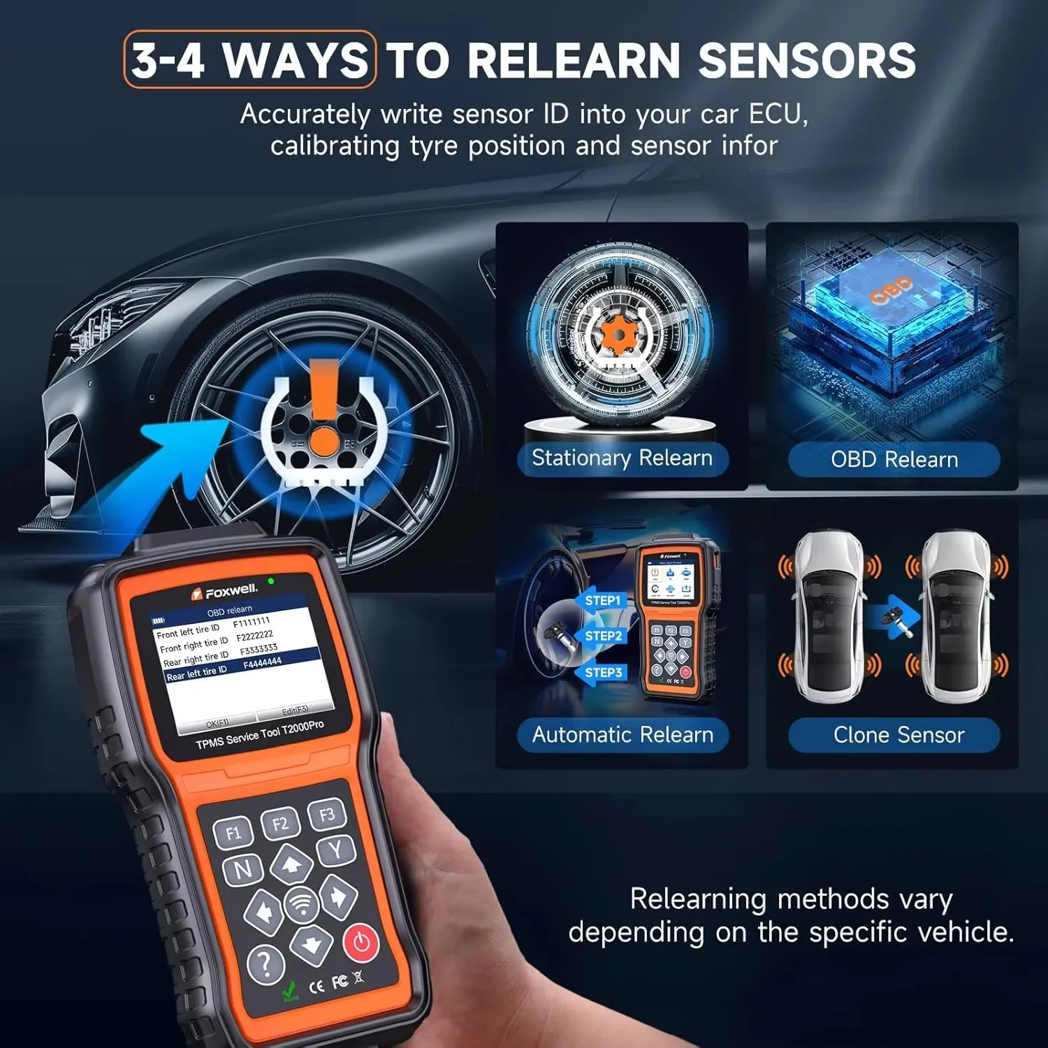 FOXWELL T2000 PRO 車用タイヤ空気圧ツール TPMS 再学習起動センサー