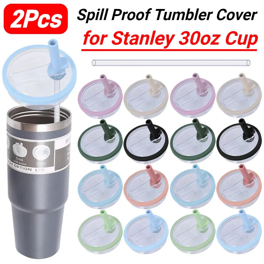 2Pcs Dustproof Tumbler Lids with Straw Spill Proof Tumbler Cover Replaceble Flip Straw Lid for Stanley 30oz Cup tumbler cover