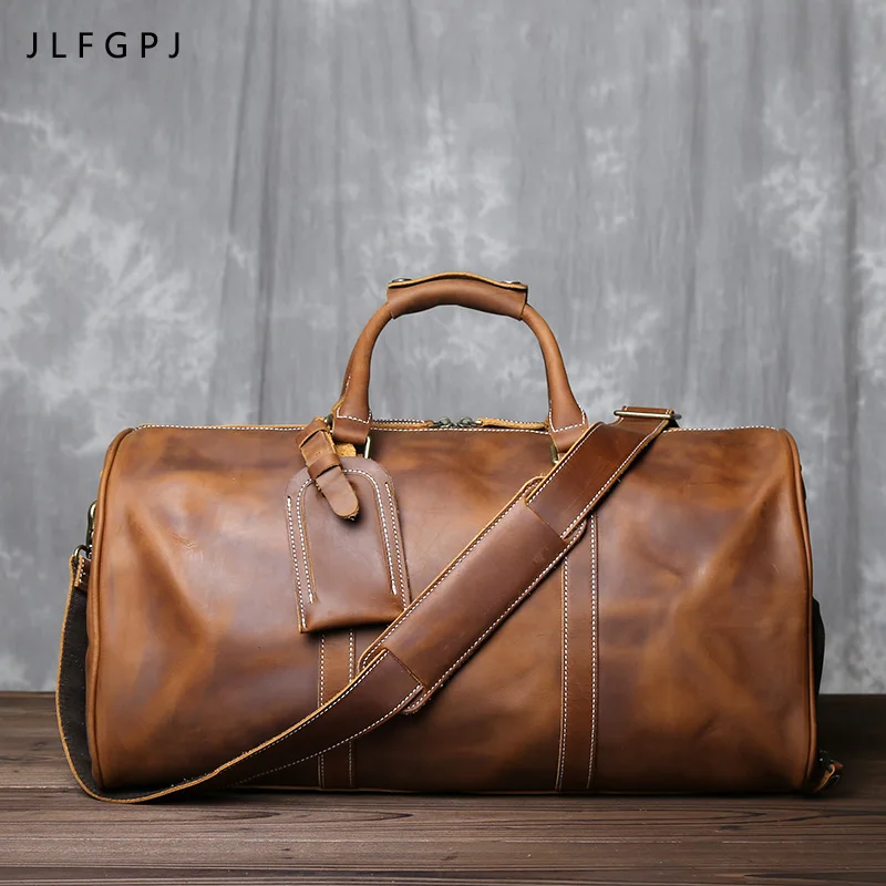 Genuine Holdall Leather Bags Men  Leather Vintage Mens Tote Bag - Simple  Vintage - Aliexpress