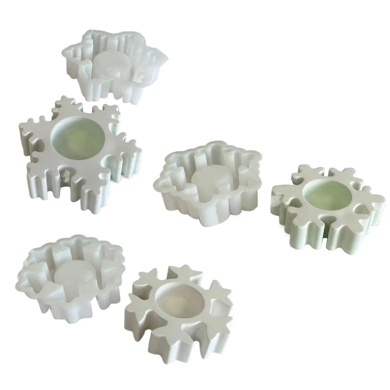 

Snowflake Shaped Silicone Mold Candlestick Base Making Mould Holders Casting Molds DIY Ornaments Moulds 517F