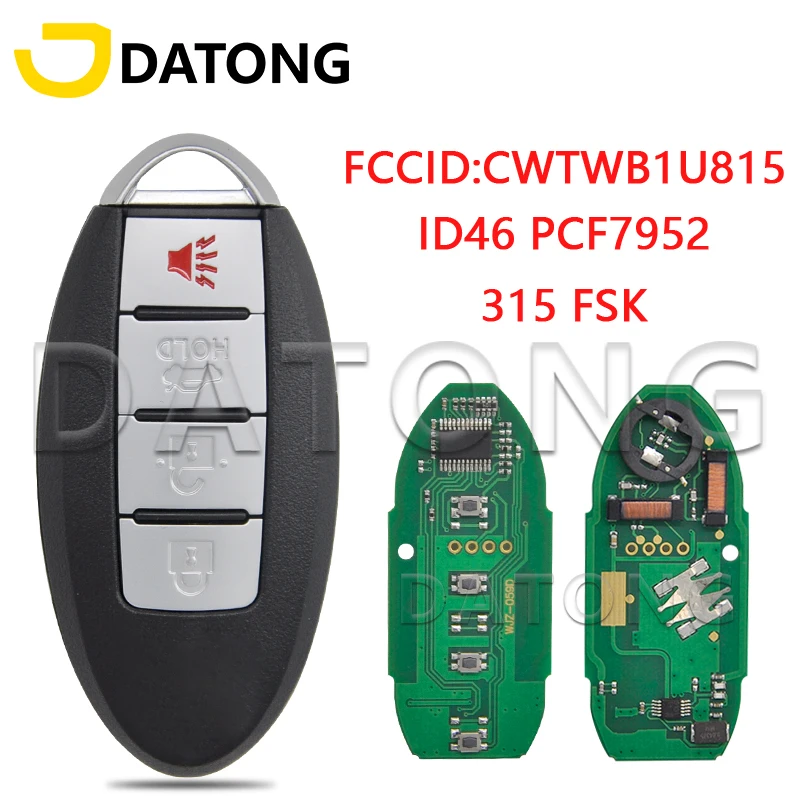 Datong World Car Remote Control Key For Nisan Sunny Teana Sylphy Sentra Versa FCCID CWTWB1U815 ID46 PCF7952 315MHz Keyless Card