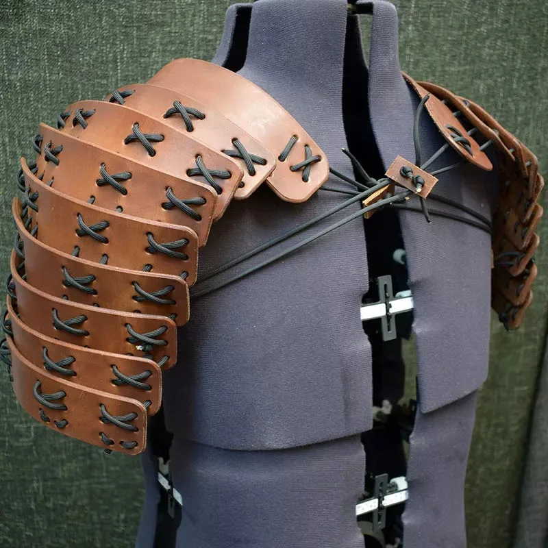 thumbnail image 1 of Armadura de hombro de samurái Ronin Steampunk medieval, accesorio de cosplay de caballero vikingo pirata, cinturón de cuero, hombreras, disfraz para Larp, 1 of 5