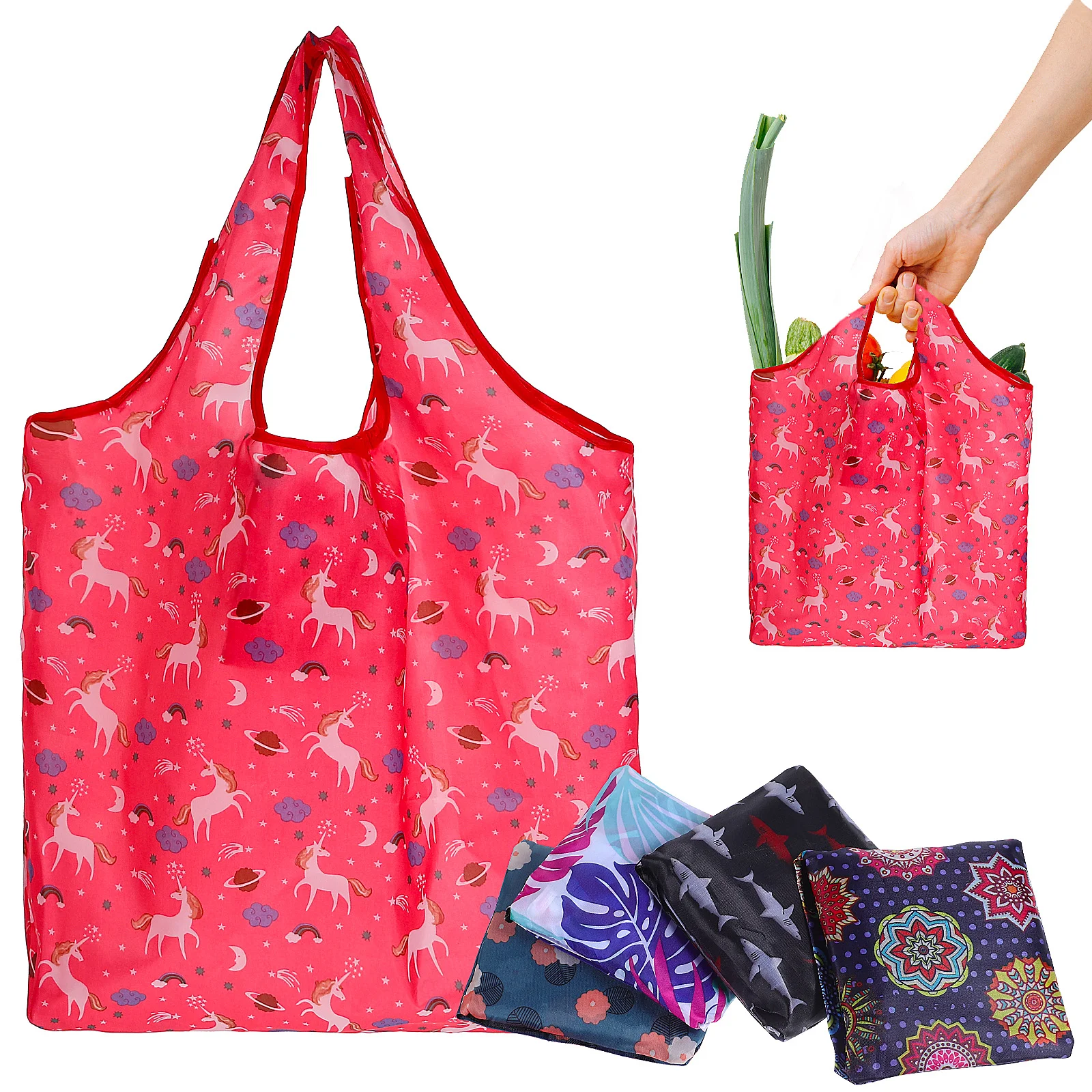 

5 Pcs Bag Grocery Tote Bags Reusable Shopping Large for Women Polyester Handbags Canvas Heavy Beach Miss