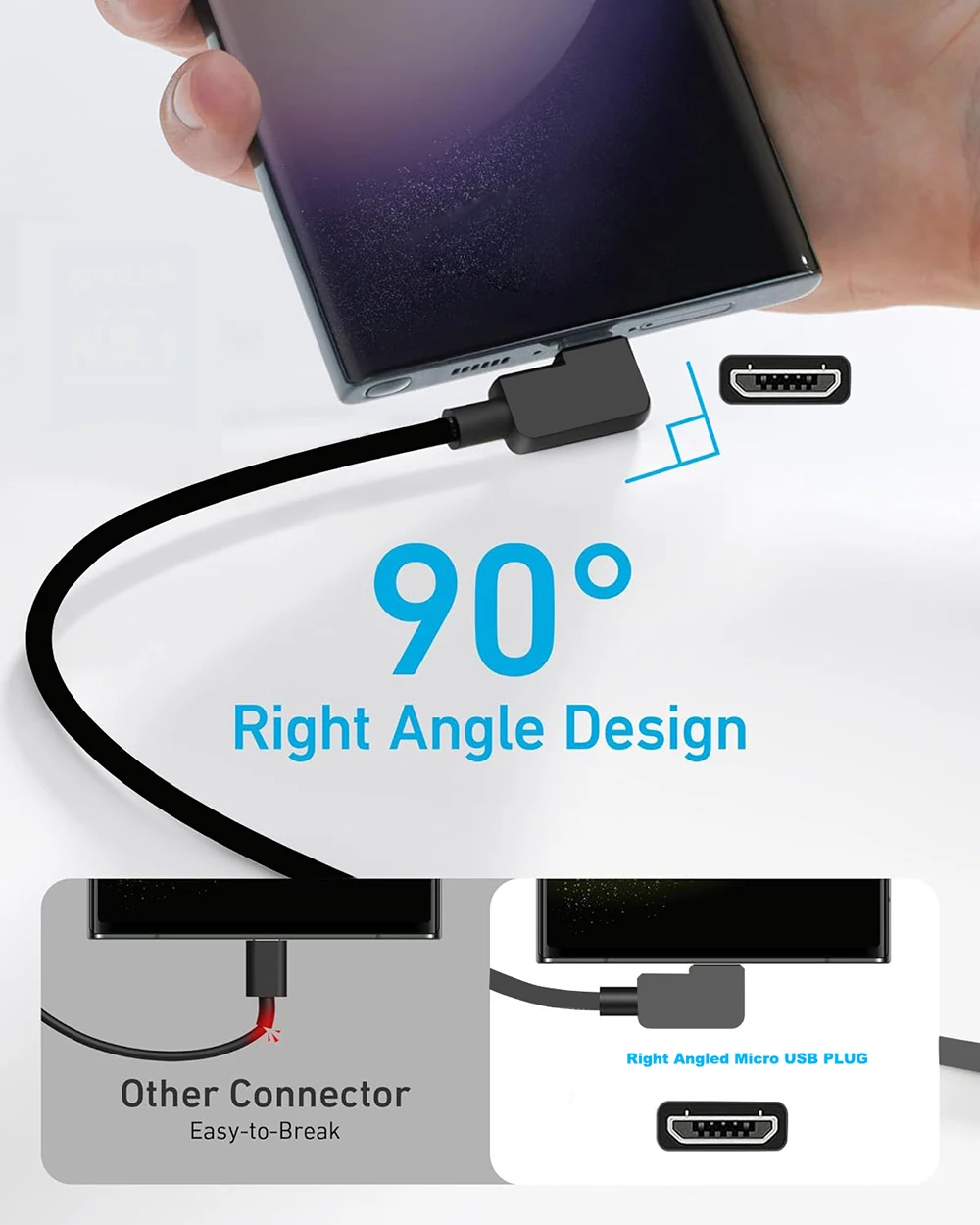 Angled USB C to Micro USB Cable Short Type C to Micro OTG power Sync cable USB-C for Samsung XiaoMi Huawei