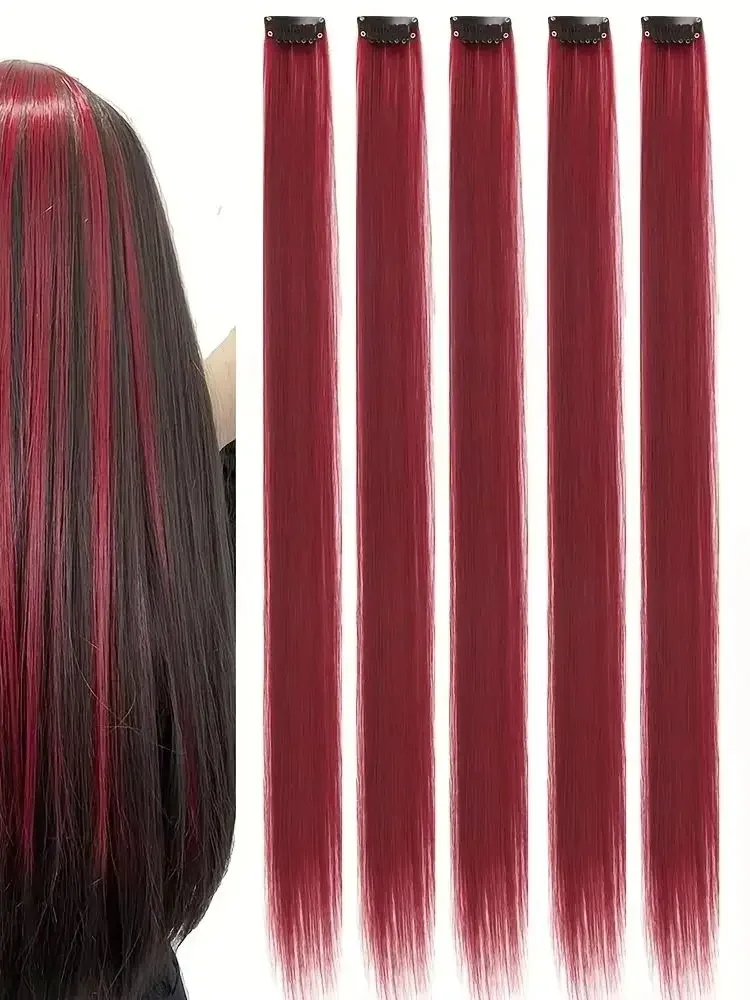 Hair Extensions Three-color gradient Sparkle Clip In Rainbow Synthetic Sparkle Tinsel Heat Resistant