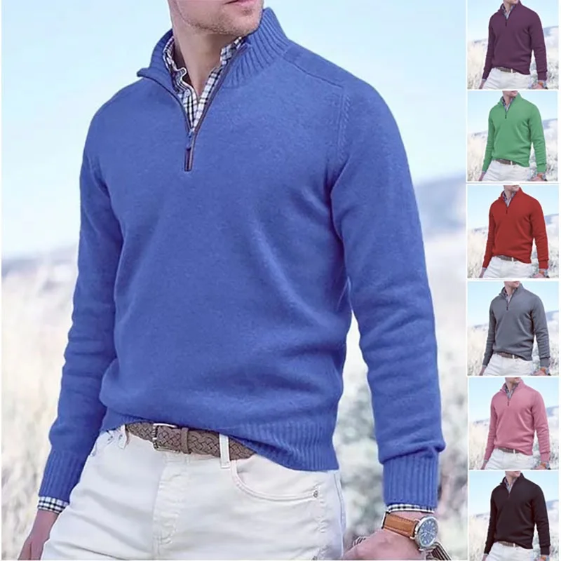 

Модный осенне-зимний новый мужской вязаный свитер, повседневный теплый плотный базовый слой свитер для мужчин