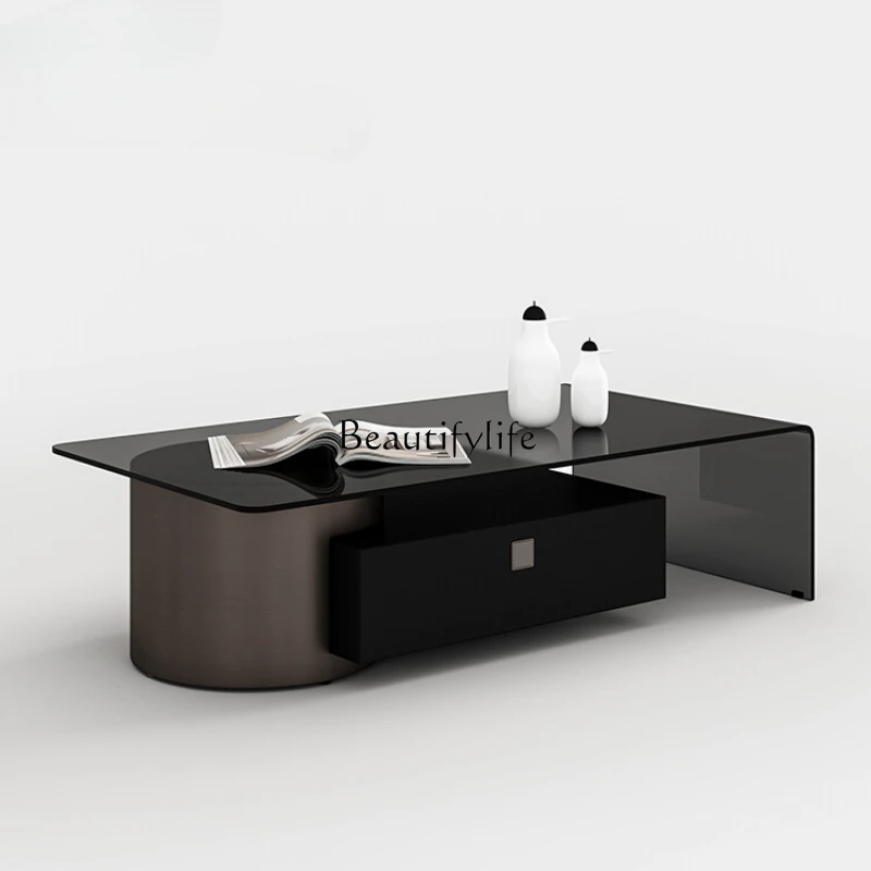 

Italian Minimalist Tempered Glass High-Grade Tea Table Living Room Home Rectangular Retractable Tea Table