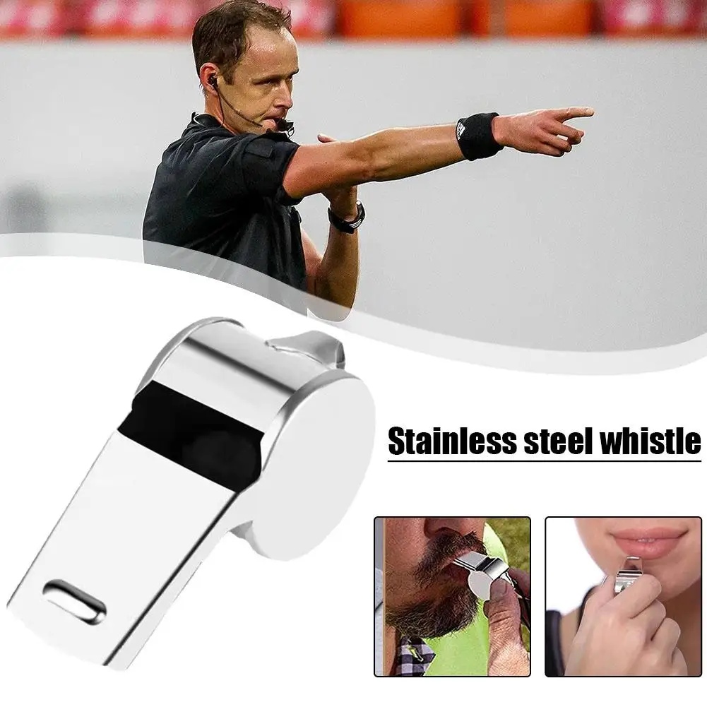 

Metal Whistle with Rope Cheer Whistles Portable Extra Loud Sports Whistle Multipurpose for Soccer Football Basketball Train E4D1