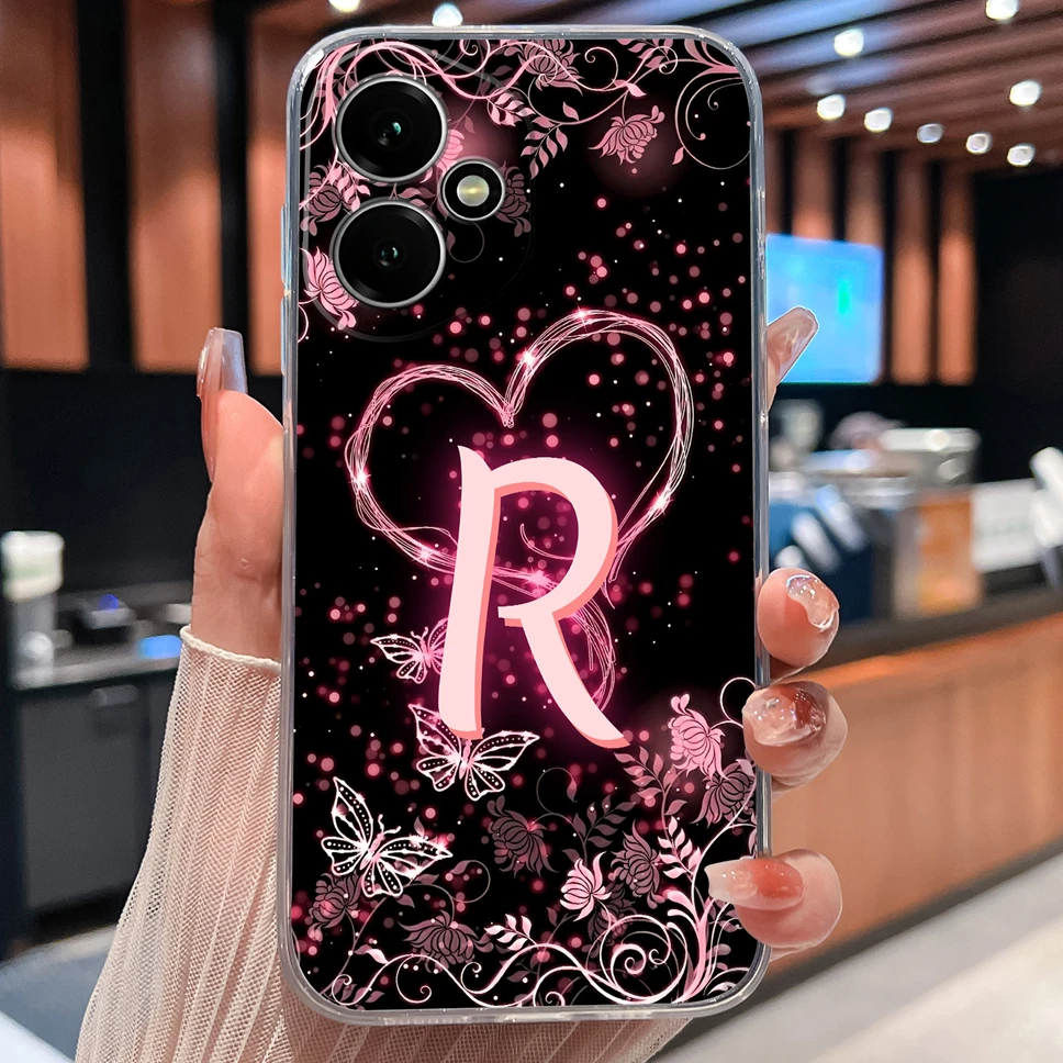 Luxury Letters Pattern Soft TPU Clear Silicone Anti-Drop Phone Case