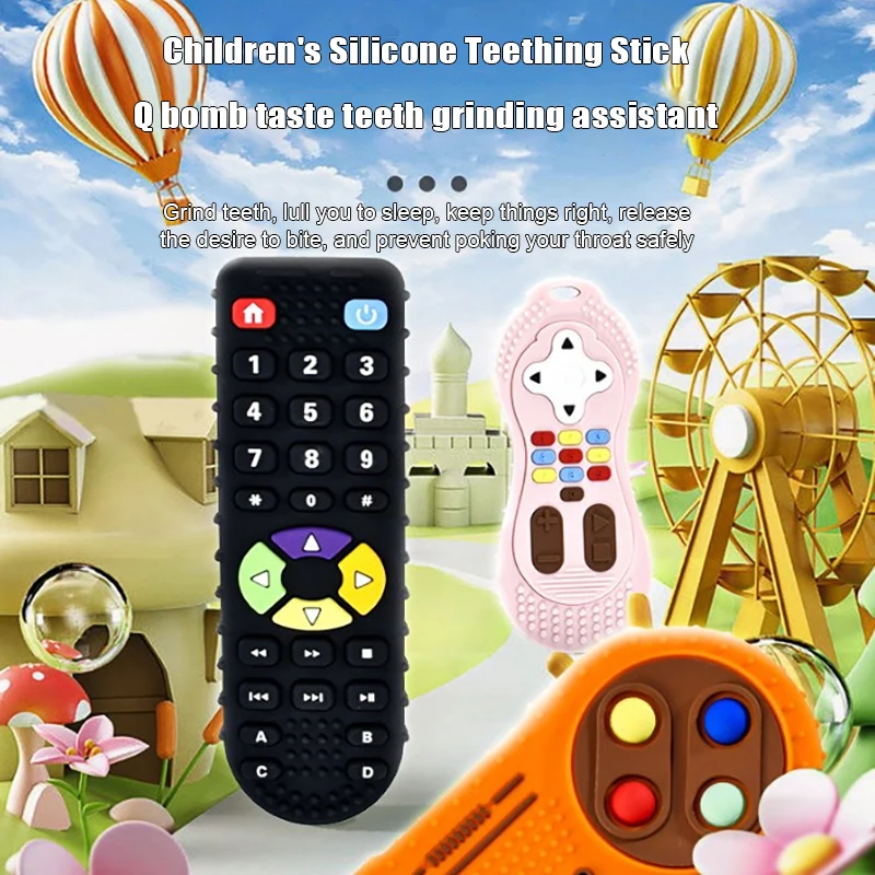 Silicone Baby Teether teething toys silicone teething toys baby teething toys silicone teether TV Remote Control Shape Teether Pain Relief Teething Toy Kids Sensory Educational Toy