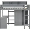 Twin Loft Bed with Desk  Wardrobe Solid Wood Loft Bed with Desk Storage High Loft Bed Frame with Bookcase Headboard and Ladder 4