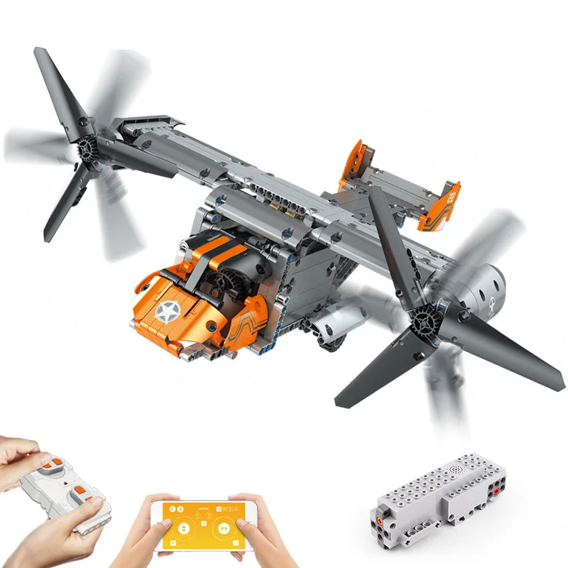 

Mould King 15043 RC Car Toys 588pcs Motorized Boeing Bell V22 Osprey Plane Model Building Blocks Military Bricks Gifts WW2 Toys