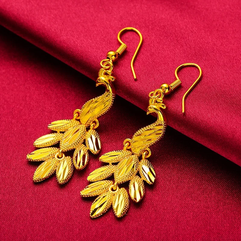 

Fashion Copper-Plated Gold Tassel Stud Earrings Copy 100% Non-Fading Gold 24K 999 Peacock Earrings Bohemia 18K Gold Bracelet