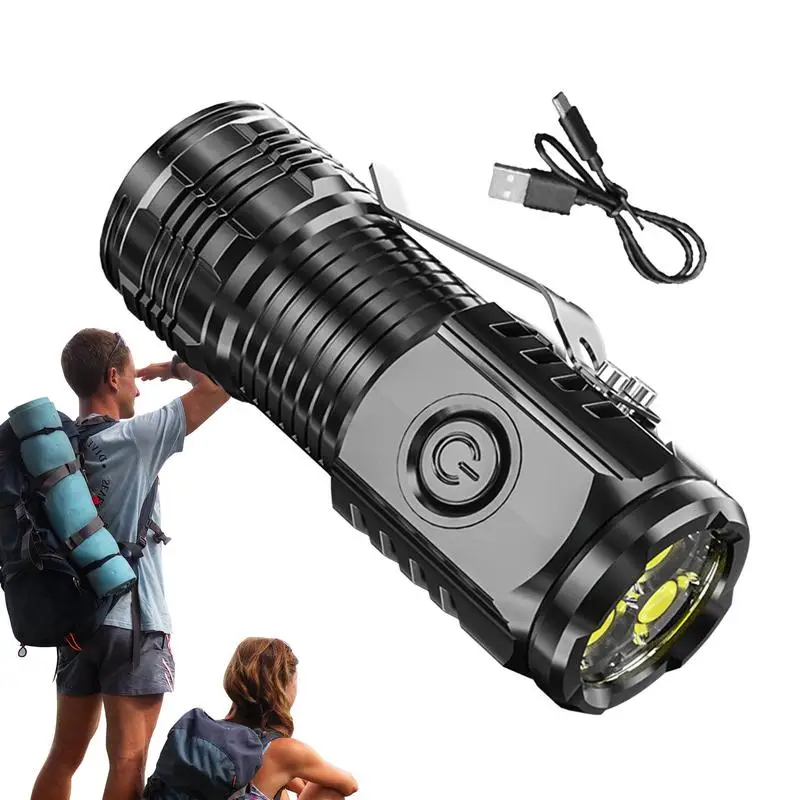 

Three-Eyed Portable Flashlight Super Power Super Bright Type-C Rechargeable Portable Long-Range Powerful Flash Lights Emergency