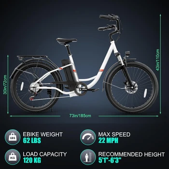 Electric Bike, 1000W Peak Ebike 22MPH Electric Bike for Adults, 48V Removable Battery, Cruise Control, 26 2