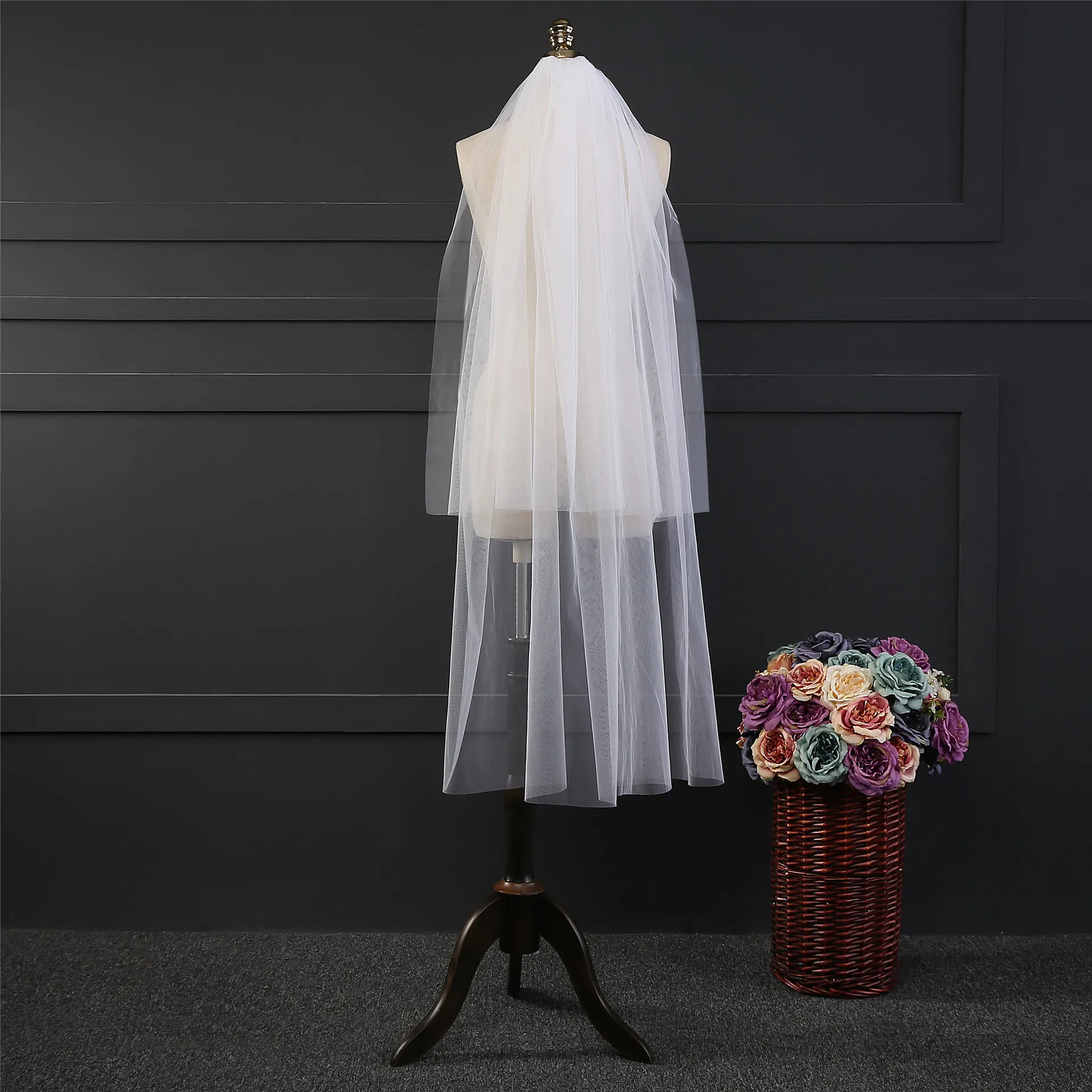 

Real Photo Double Layer Veil Bridal Wedding 2m/3m/4meters with Hair Comb White Solid Color Mariage Cathedral Elegant Accessories