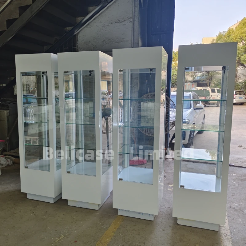 Custom, High End Floor Jewelry Showcase Display Cabinet Jewelry Store Furniture Retail Glass Stand Tower Display