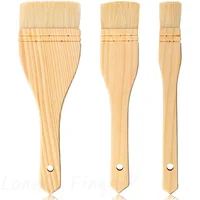 3pcs Flat Hake Brushes Hake Paint Brush Artist Painting Set Sheep Hair Bristles Wash for Watercolor Ceramic Pottery Painting 1