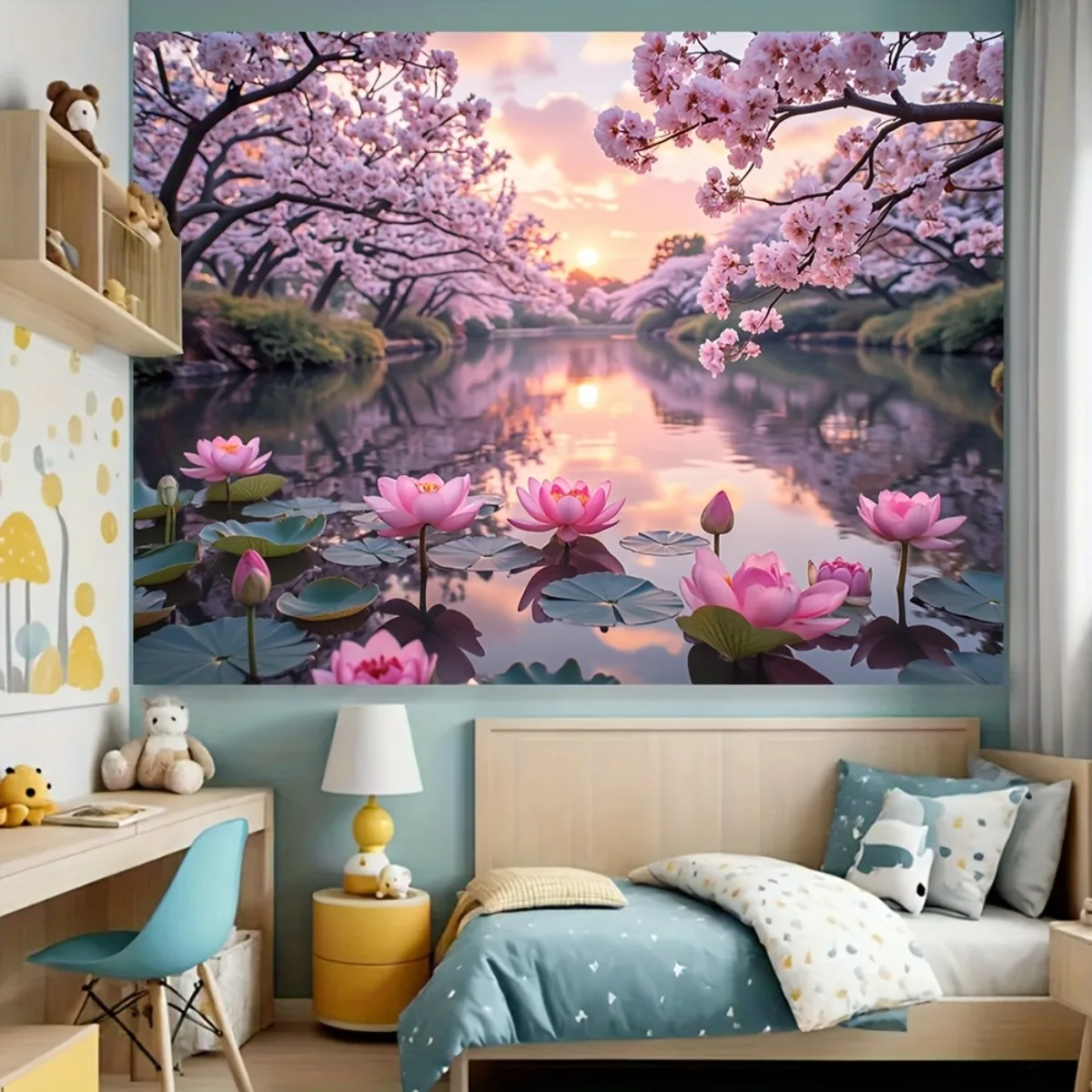 Cherry Blossom Lotus Tapestry 4