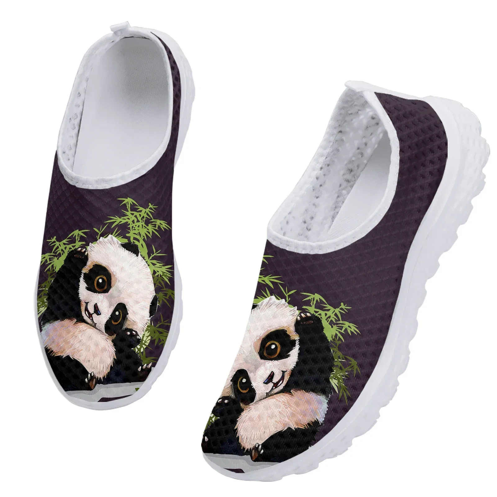 Cute Panda Bamboo 3D Printing Women's Shoes Comfortable And Breathable Summer Shoes Mesh Sneakers Slip On Shoes