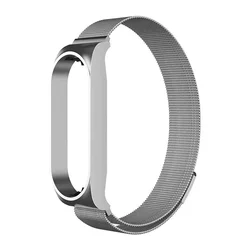 Stainless Steel Magnetic Milanese Loop Strap - Elegant Metal Bracelet Wristband - Mi band 4 3 (1 silver)