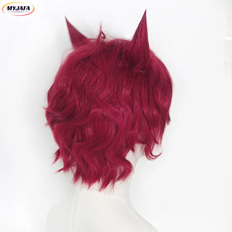 Sett Cosplay Perücke Spiel LOL Heartsteel Sett 30 cm Kurze Lockige Weinrot Männer Perücke Hitzebeständige Synthetische Haar Anime Perücken + perücke Kappe – Detail 4
