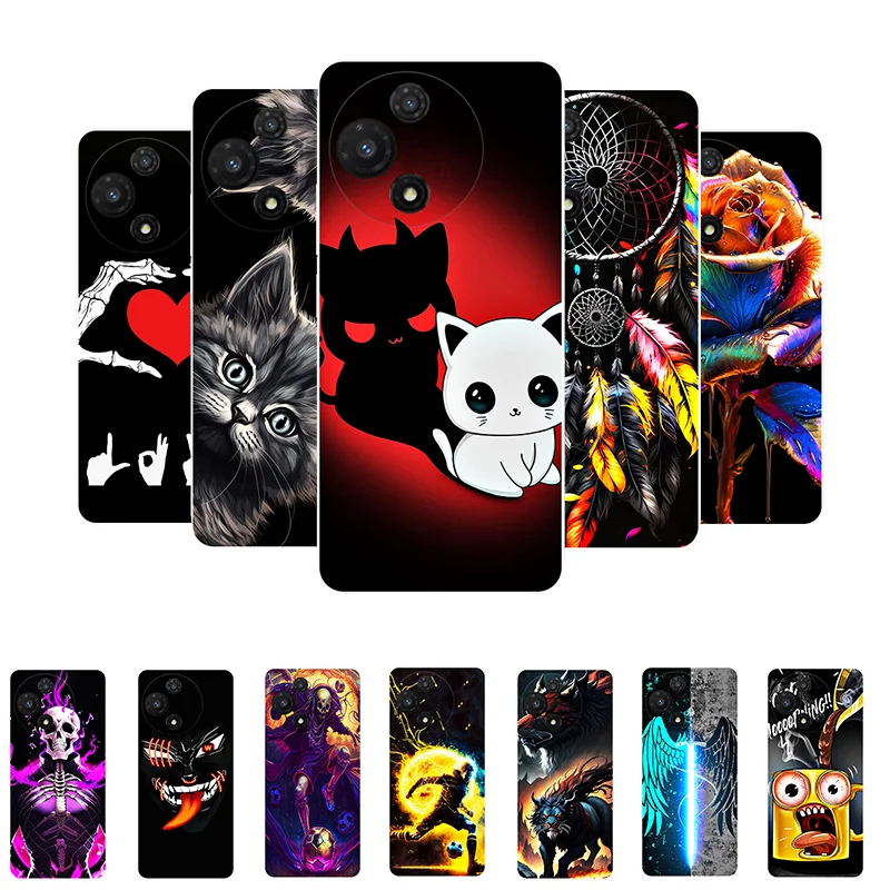 Black TPU Soft Silicone Cute Cat Phone Protective Back Cover Case