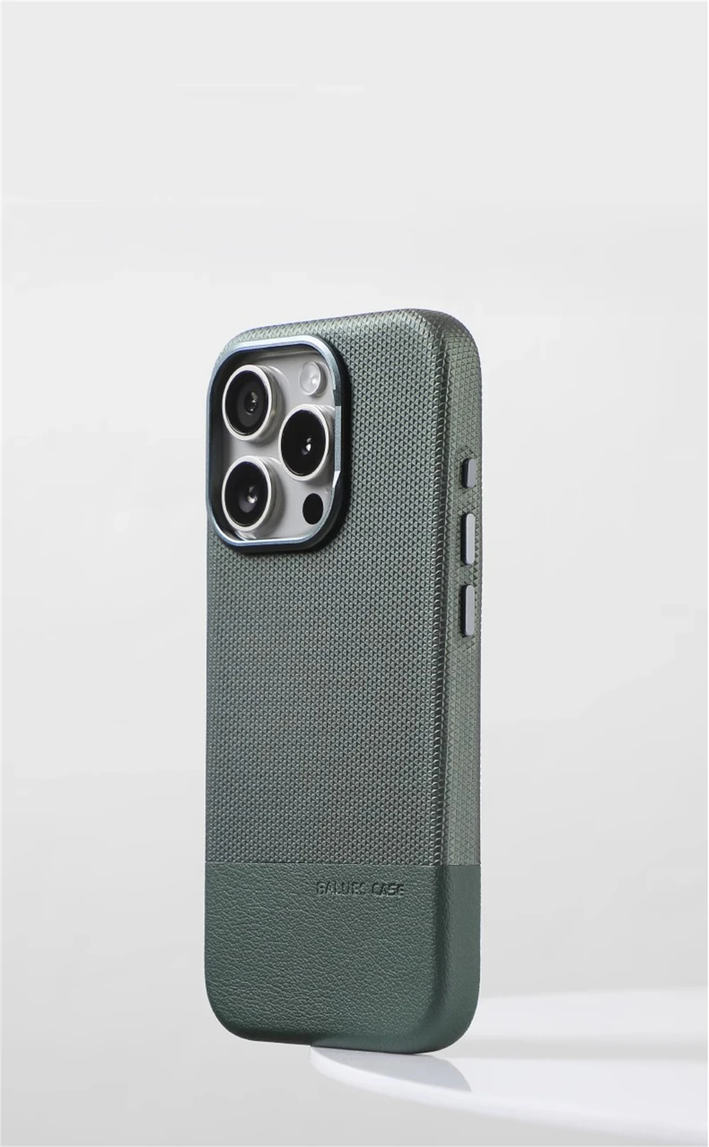 Luxuriöse Business-Hülle mit Farbkontrast und Leder-Magnetstoßfänger für iPhone 18 17 Air 16 15 14 13 Pro Max MagSafe mit Legierungs-Objektivabdeckung – Detail 1