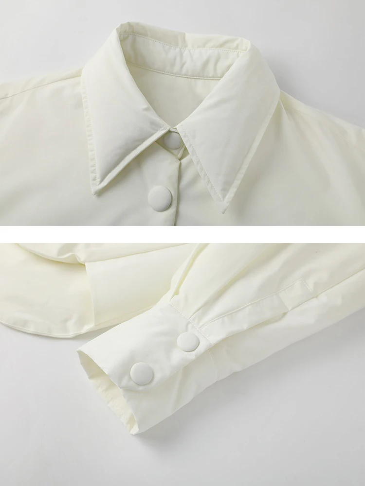 Luxury Women goose down jackets overshirt Oversized 2024 Fall winter stylish Long sleeve puffer coat Ladies clothes INKEO 3O309