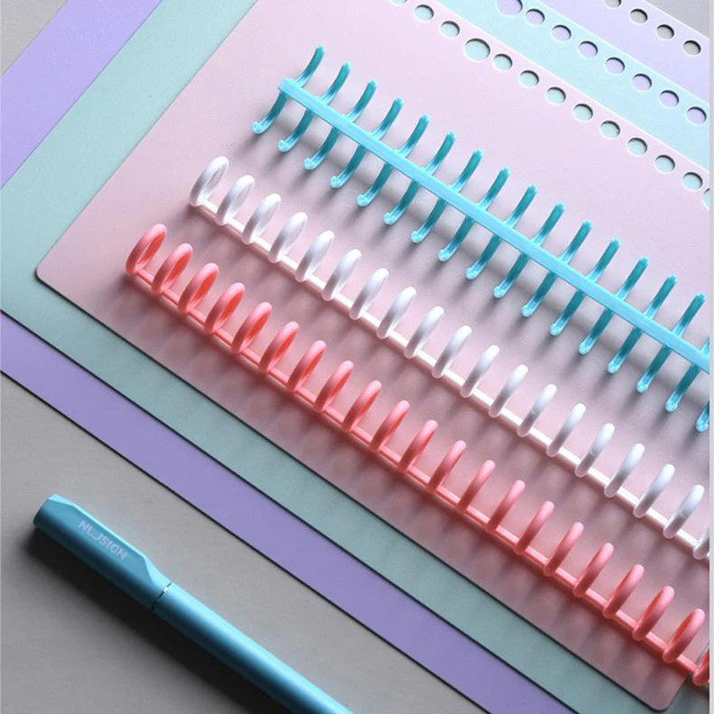 30 Holes Loose-leaf Binding Ring Spring Spiral Rings Plastic Binder Strip For A4 Paper Notebook Stationery Office Supplies