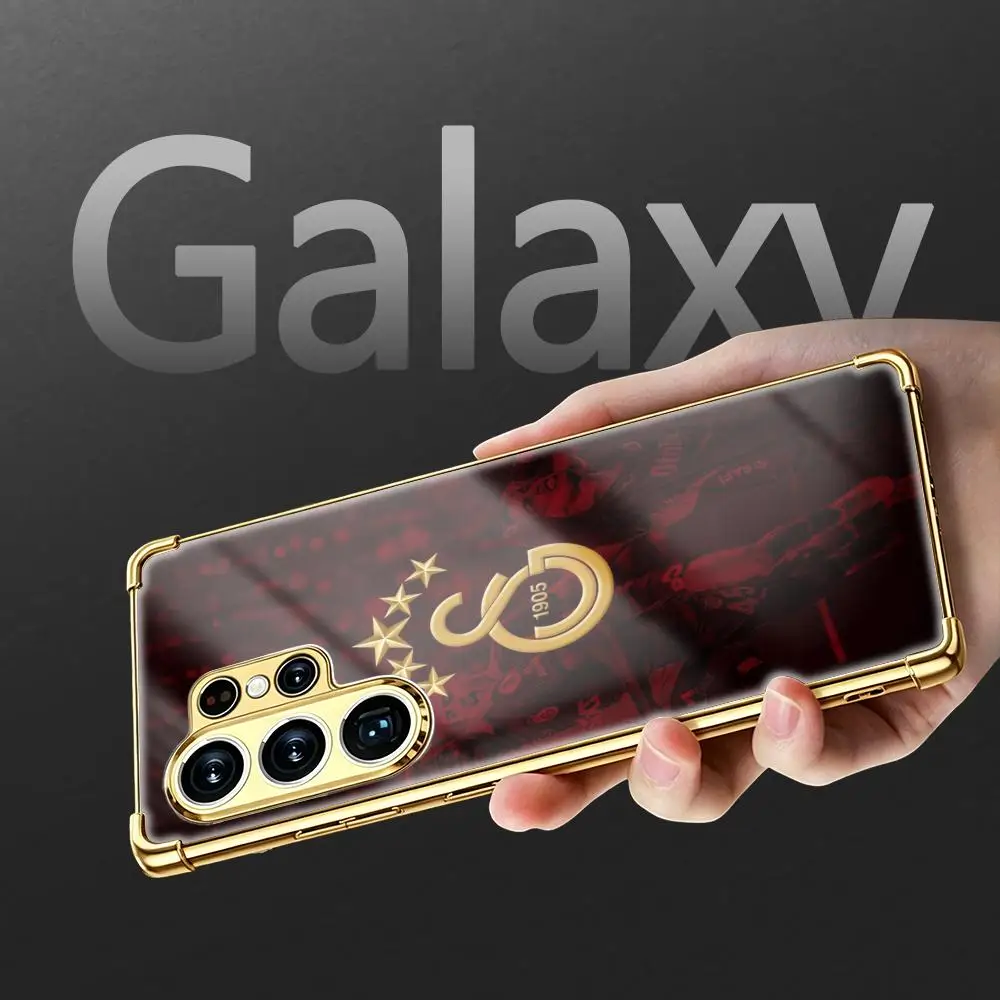 Fashionable Gold & Silver Shockproof Glass Phone Case with Four-Corner Protection