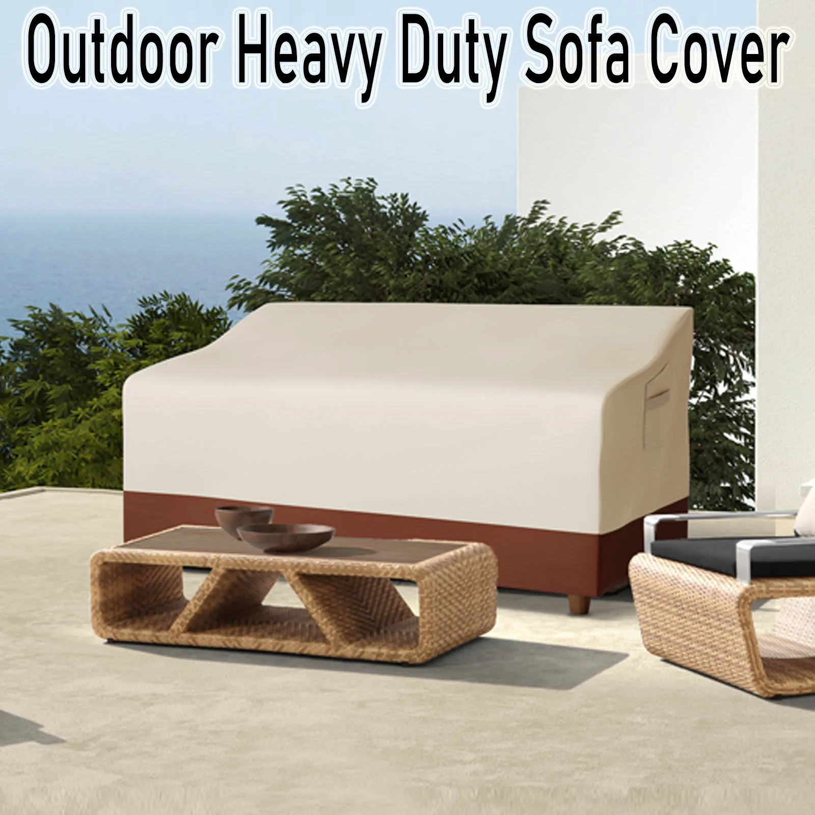 Outdoor Sofa Cover Waterproof 3-Seater Outdoor Sofa Cover Lawn