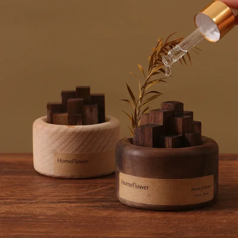 Essential Oil Diffuser Fragrance Expander Beech Wood Black Walnut Fireless Fragrance Expander Oil Aromatherapy Home Decoration