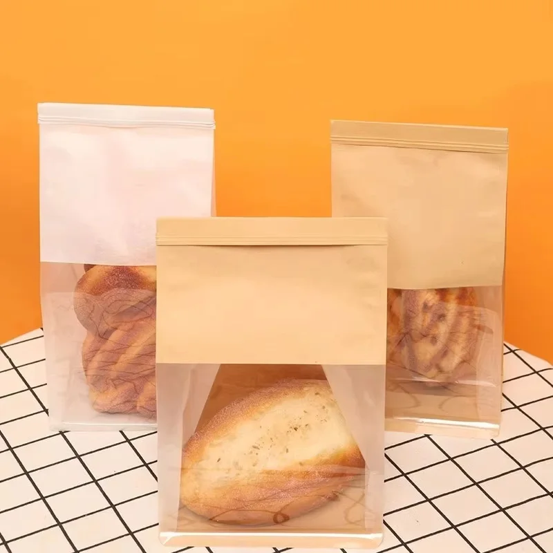 10/20PCS Kraft Papier Brot Tasche Cookies Croissants Hause Backen Dessert Shop Einzelhandel Verpackung Kraft Papier Brot Tasche – Detail 4