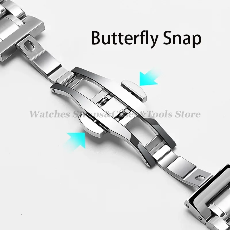 Premium Curved End Solid Stainless Steel Watch Strap with Butterfly Clasp