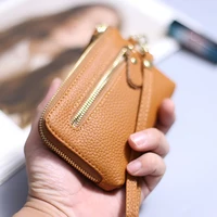 Wristlet Wallets for Women Coin Purse Genuine Leather Clutch Bags 2022 New Ladies Money Credit Card Keychain Holder Short Wallet