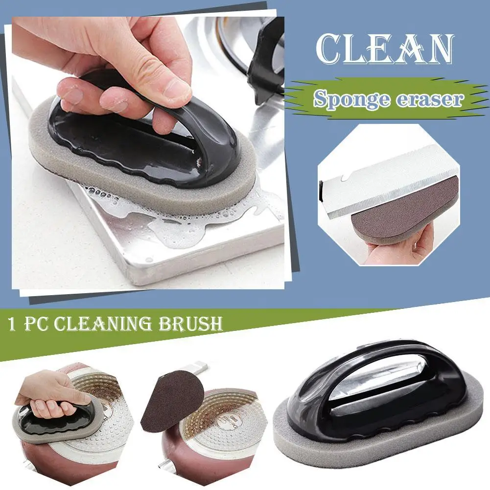 Magic Emery Sponge Brush Wipe Eraser Cleaner Kitchen Rust Cleaning Tools Handle With Black Bath Decontamination Strong Brow L8O8