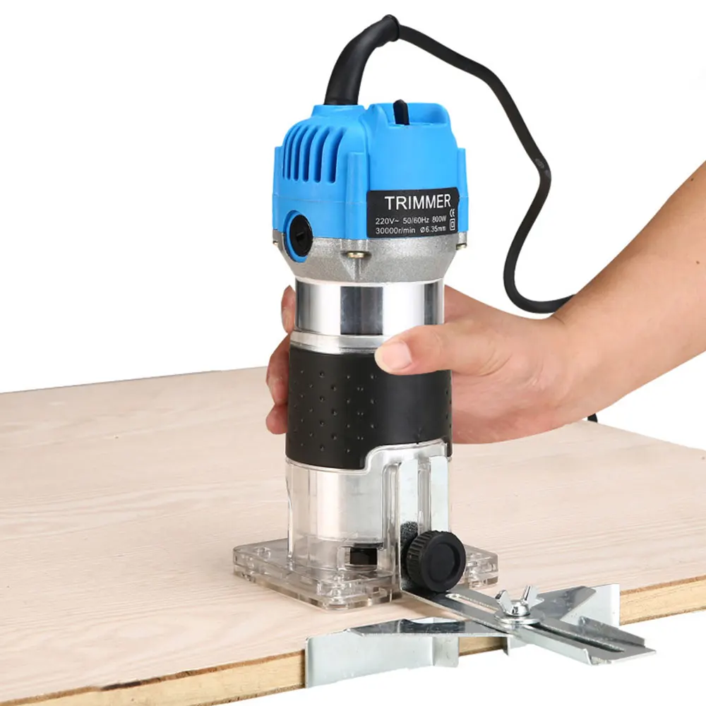 Wood Router 6/6.35/8mm 800W 30000Rpm Wood Router Tool Electric Trimmer Woodworking Machines Manual Hand Trimmer 1/4 inch Milling Cutter