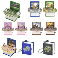 3D dinosaur folding book mini keychain space astronaut puzzle castle decompression creative toy 1