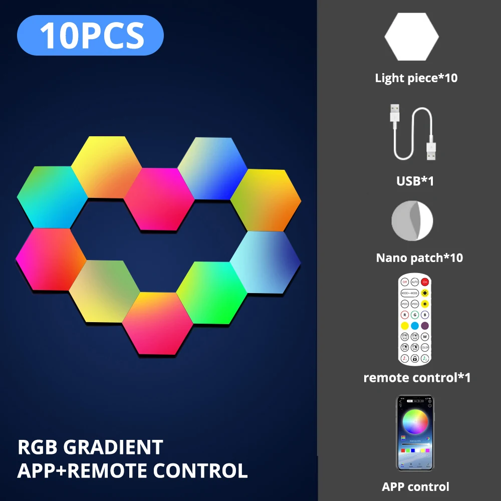 Panneau LED Hexagone Murale Lampe - Smart RGB Modulaires Light Contrôle  Tactile avec App Telecommande - Gaming Setup Neon Deco Appliques pour  Enfants