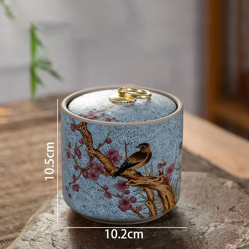 Ceramic Storage Jar Enamel with Lid Creative Hand Painted Decorative Seal Tea Canister Modern Living Room Desktop Candy Jars