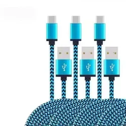 High - Speed Nylon Braided USB Type C Cable, Fast Charging & Data Sync, Available in 1M/2M/3M Lengths for 3m (3PCS)