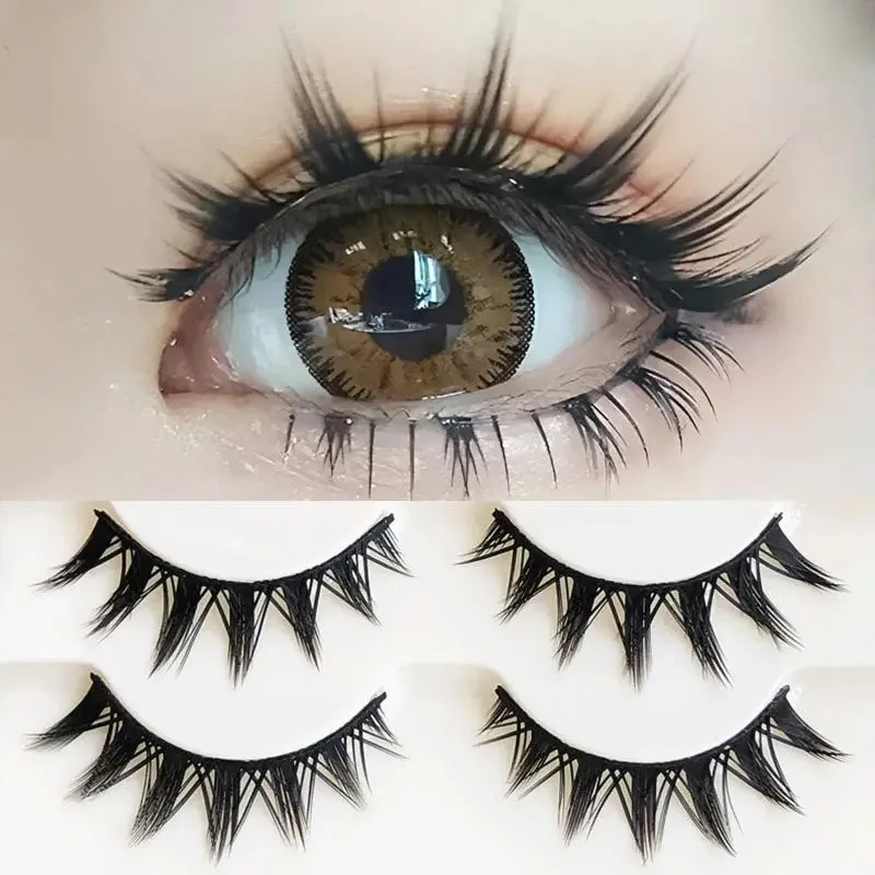 

New 5 Pairs Fan Eyelashes Cos Dance Performance Eyelash Handmade Acrylic Cross Eyelash Female Japanese 3D Natural Lashes